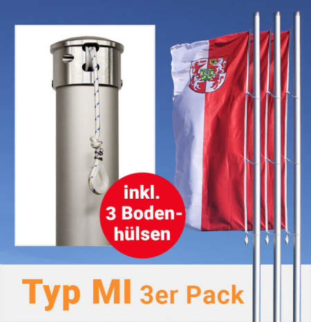 Masko-GmbH_Fahnenmasten mit innenliegender Seilführung im 3er Pack, inkl. Bodenhülsen zum Aktionspreis
